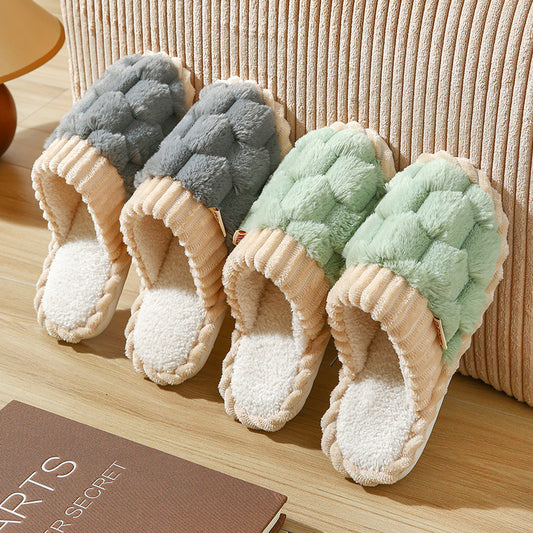 Fleece-Lined Plush Indoor Slippers