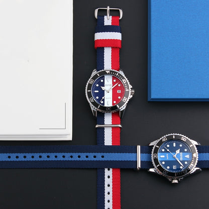 Men's Waterproof Quartz Watch with Stylish Fabric Band