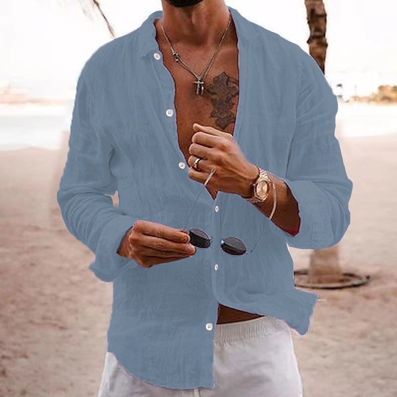 Cotton-linen long-sleeve shirt