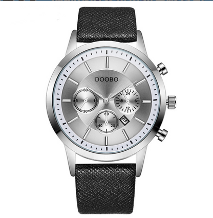 Fashionable Men's Waterproof Calendar Leather Watch
