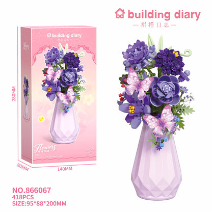 DIY Building Block Flower Bouquet with Vase