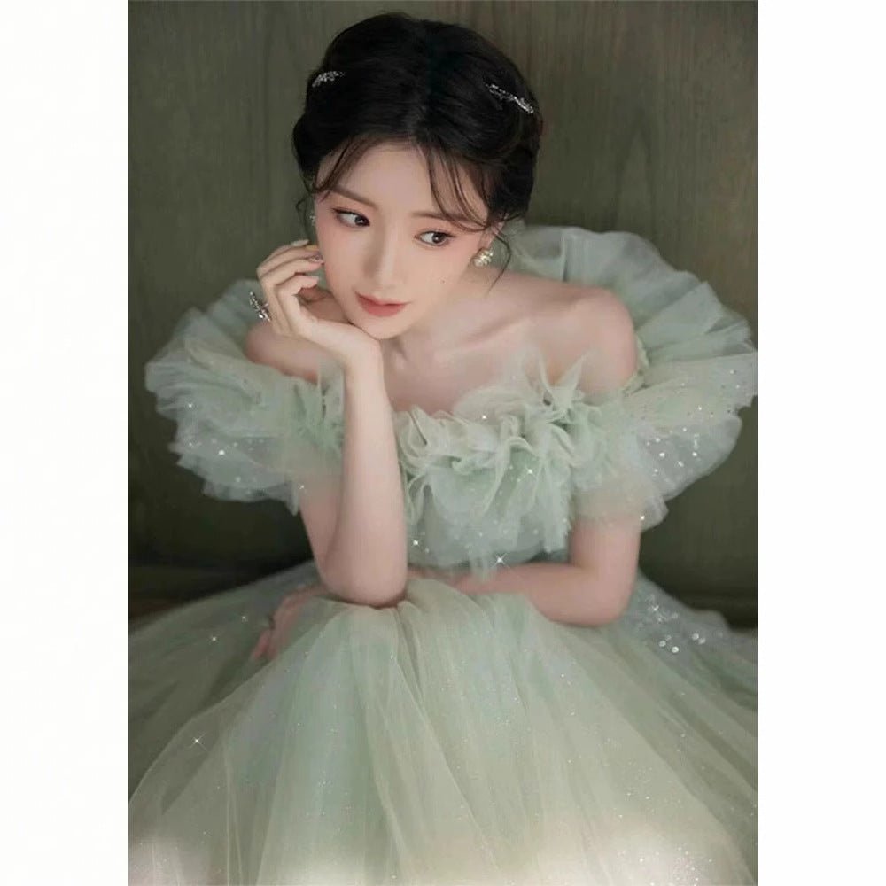 Green Off-Shoulder Wedding Dress - RAINSTAR