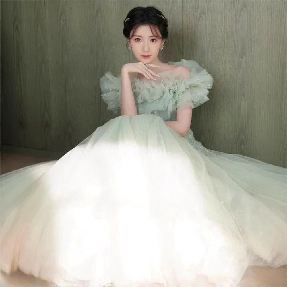 Green Off-Shoulder Wedding Dress - RAINSTAR