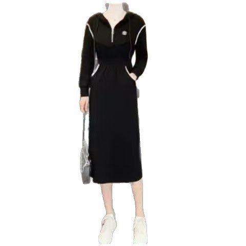 Hooded Drawstring A-Line Dress - RAINSTAR