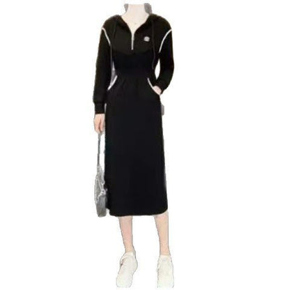 Hooded Drawstring A-Line Dress - RAINSTAR