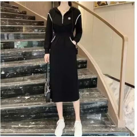 Hooded Drawstring A-Line Dress - RAINSTAR