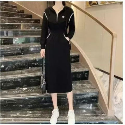 Hooded Drawstring A-Line Dress - RAINSTAR