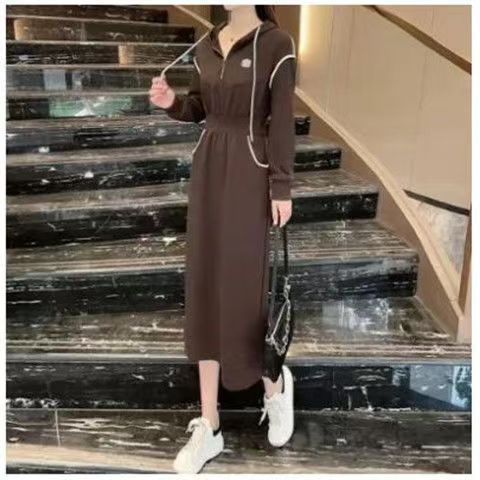 Hooded Drawstring A-Line Dress - RAINSTAR