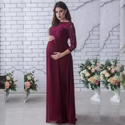 Maternity Chiffon Lace Dress - RAINSTAR