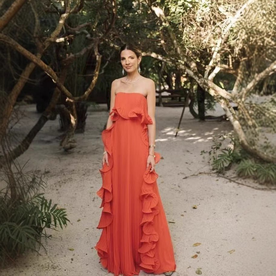 Pleated Wrap Flared Dress - RAINSTAR