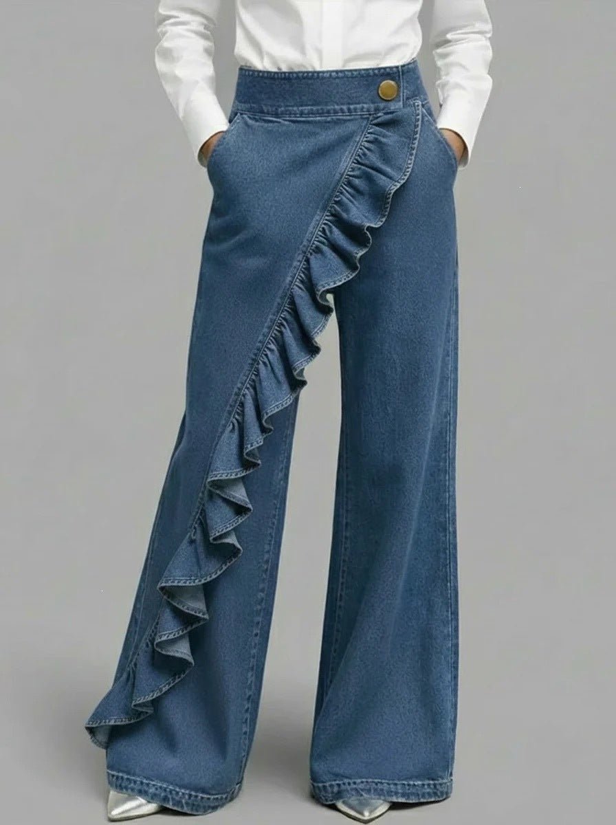 Retro High Waist A-Line Denim Dress - RAINSTAR