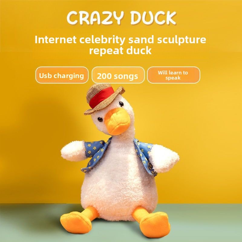 Talking Duck Plush Toy Interactive Learning Baby Gift with 200 Songs - RAINSTAR