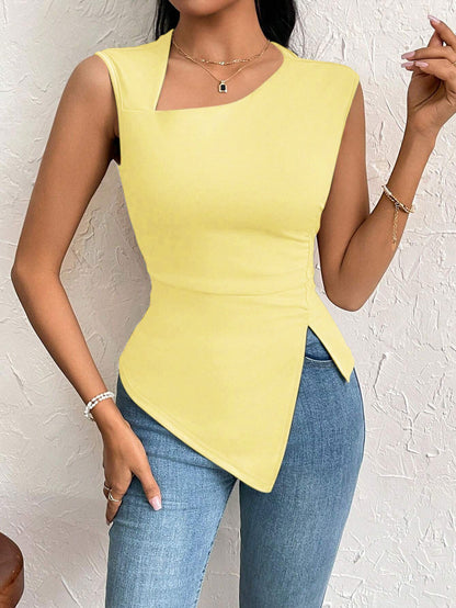Womens Diagonal Collar Slim Tshirt - RAINSTAR