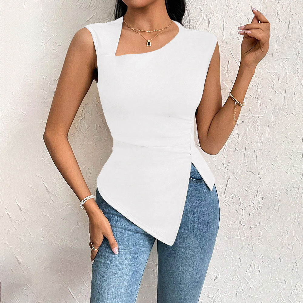 Womens Diagonal Collar Slim Tshirt - RAINSTAR