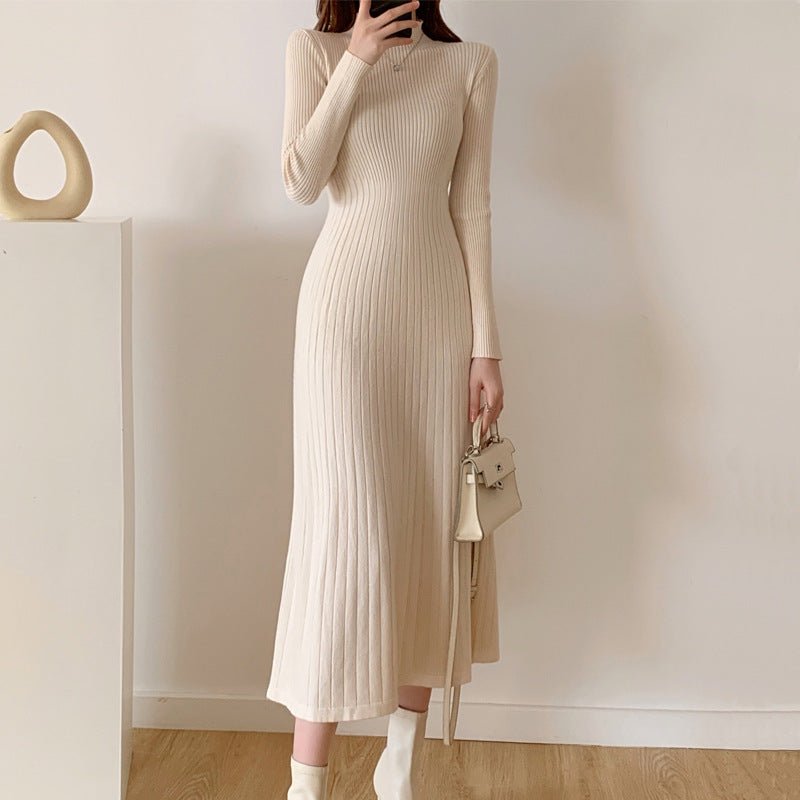Womens Half Turtleneck Knitted Dress - RAINSTAR