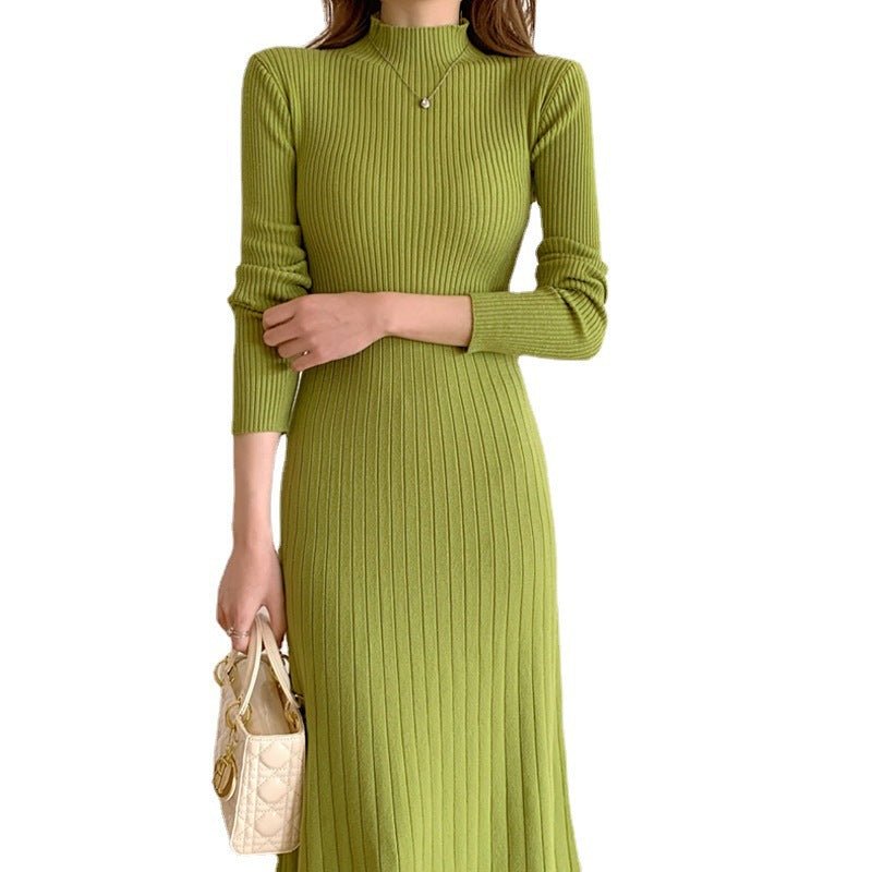 Womens Half Turtleneck Knitted Dress - RAINSTAR