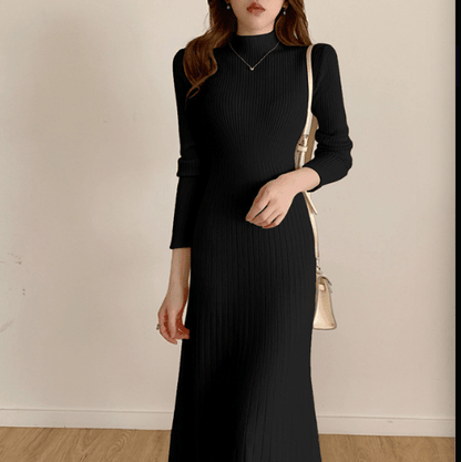 Womens Half Turtleneck Knitted Dress - RAINSTAR