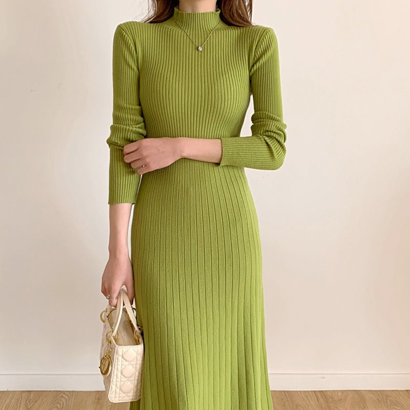 Womens Half Turtleneck Knitted Dress - RAINSTAR