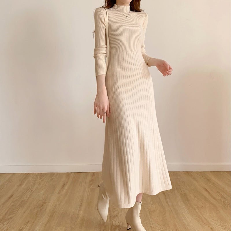 Womens Half Turtleneck Knitted Dress - RAINSTAR