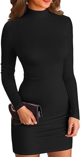 Women's Long Sleeve Turtleneck Mini Dress - RAINSTAR