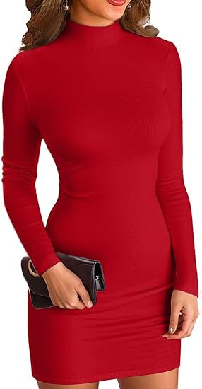 Women's Long Sleeve Turtleneck Mini Dress - RAINSTAR