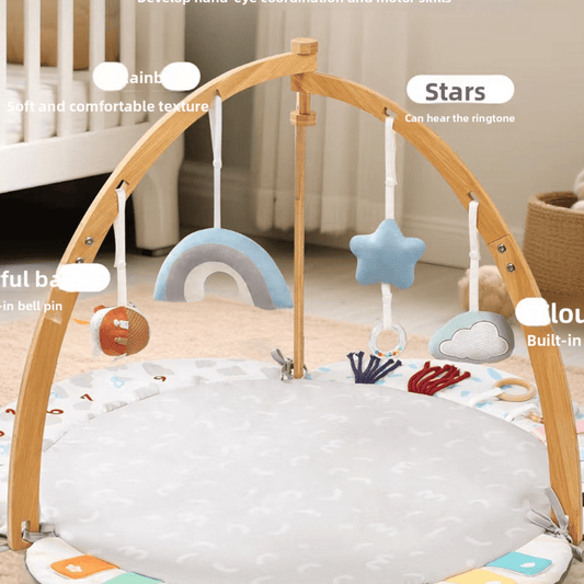Wooden Baby Fitness Play Gym with Crawling Mat - RAINSTAR