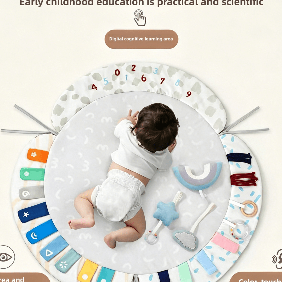 Wooden Baby Fitness Play Gym with Crawling Mat - RAINSTAR